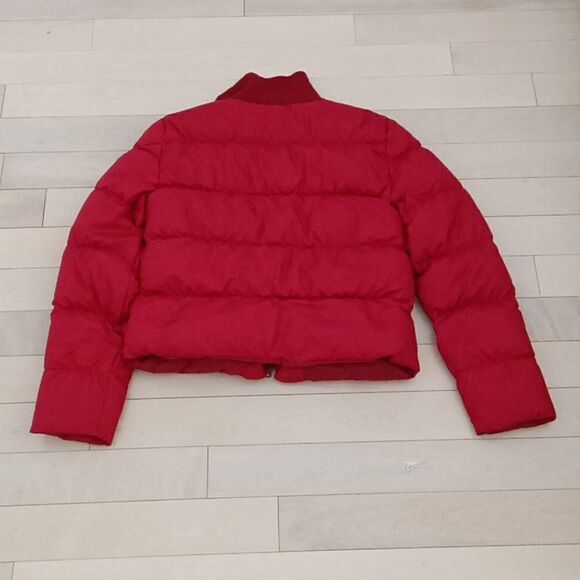Calvin Klein Women's Down Ribbed Neck Puffer Jacket Red Medium - Picture 2 of 7